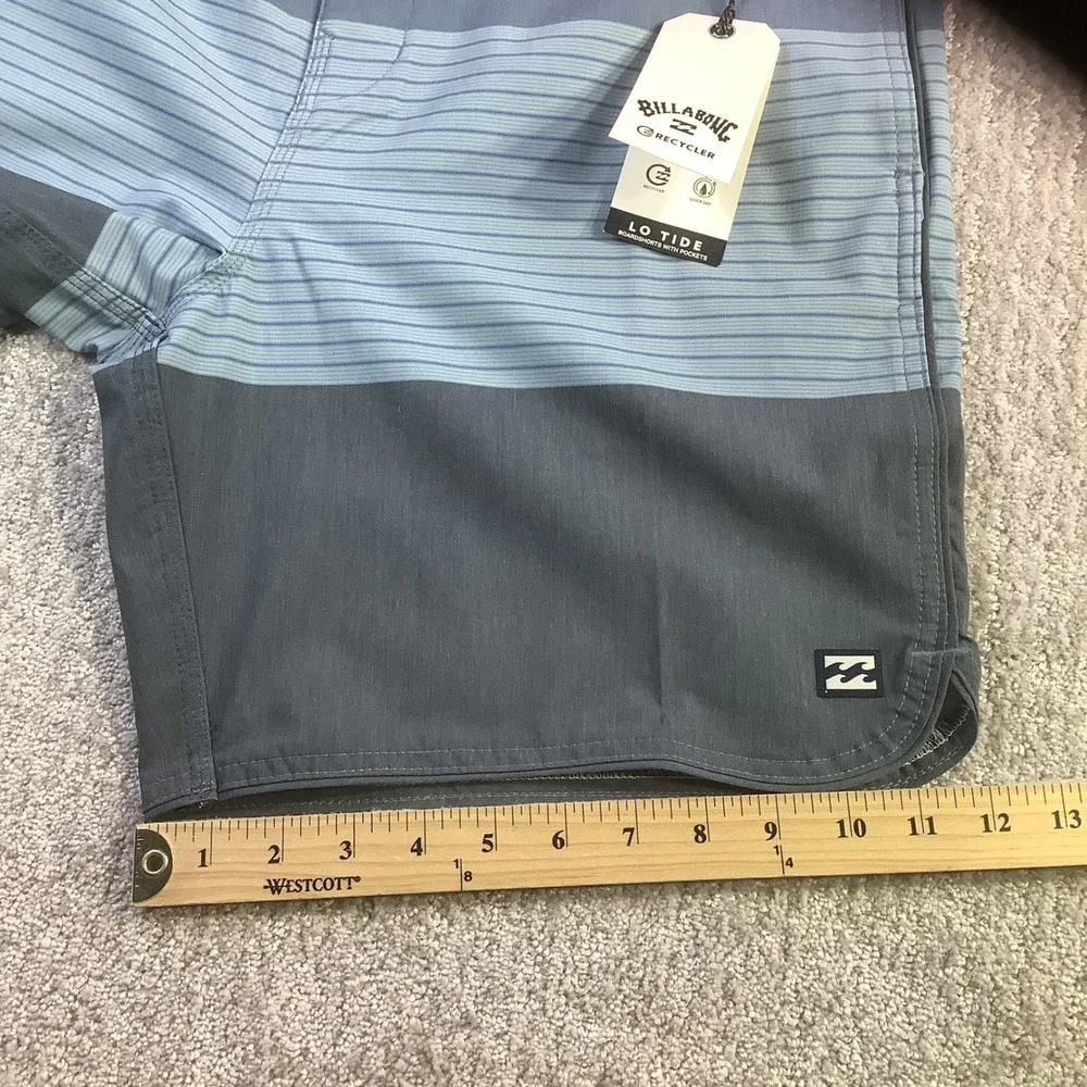 Billabong Lo Tide Boardshorts Blue Striped Surf Trunks Size 34 NWT